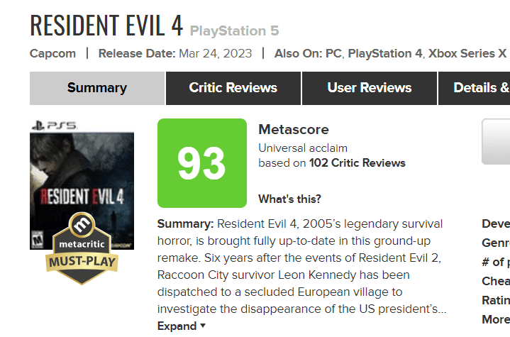 Resident Evil 0 - Metacritic