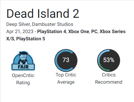 metacritic on X: Dead Island 2 reviews will start going up in a