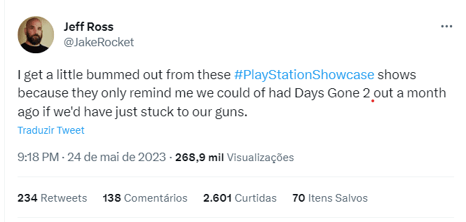 Diretor de Days Gone se decepciona com PlayStation Showcase