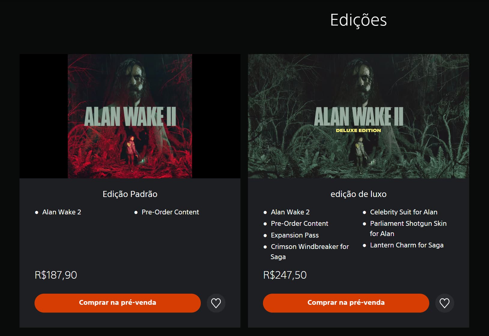 Alan Wake 2 preço