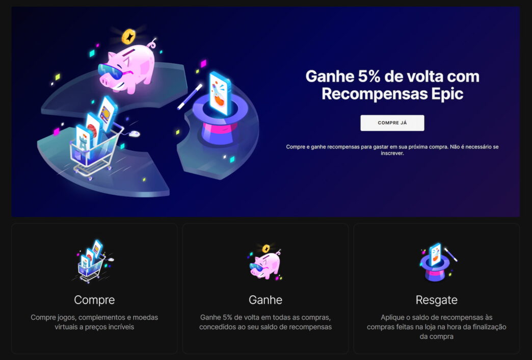 Epic Games Store ganha sistema de cashback a cada jogo comprado
