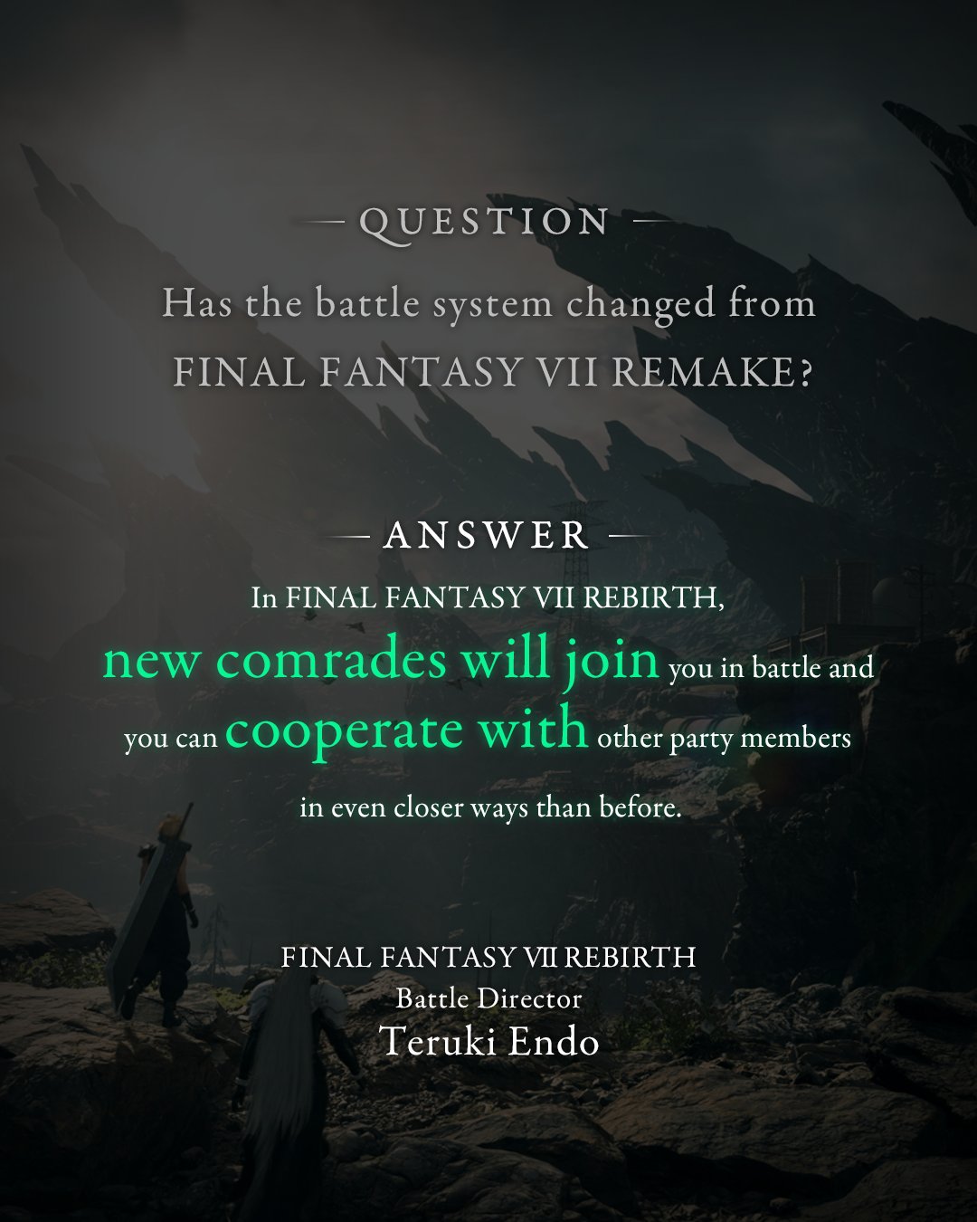 Diretor de combate do Final Fantasy VII Remake espera melhorar a