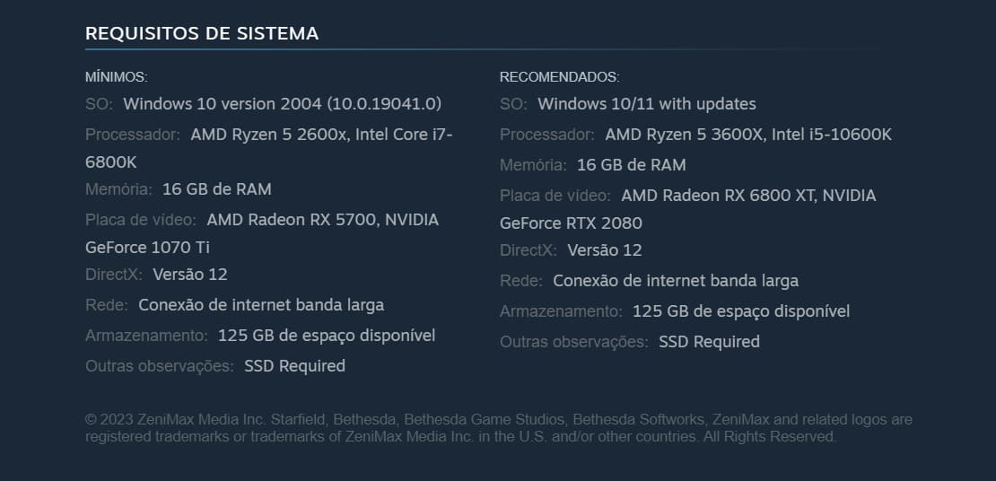 Meu PC roda Starfield? Veja requisitos atualizados do game