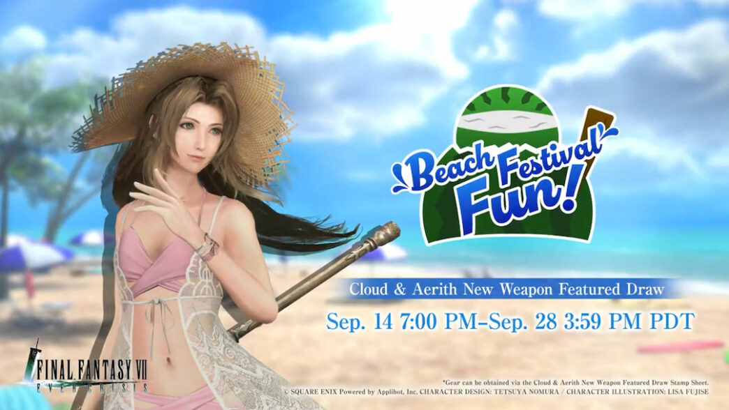 Final Fantasy 7 Ever Crisis Aerith Verão Skin praia