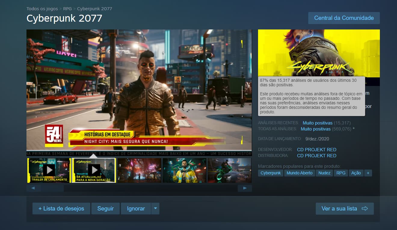 Steam revela os games mais jogados em 2021, e Cyberpunk 2077 é um deles –  Tecnoblog