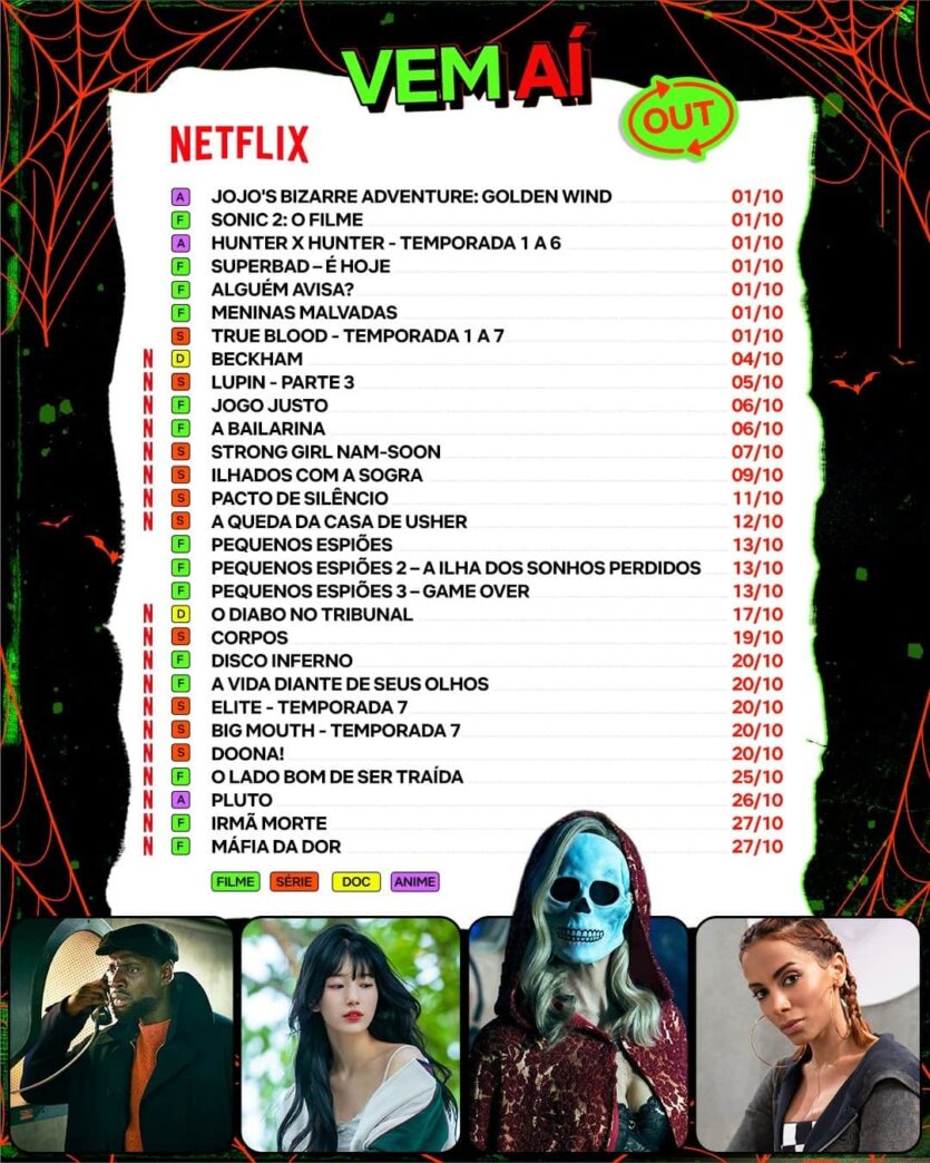 Outubro traz estreias de filmes e séries em clima de Halloween na Netflix