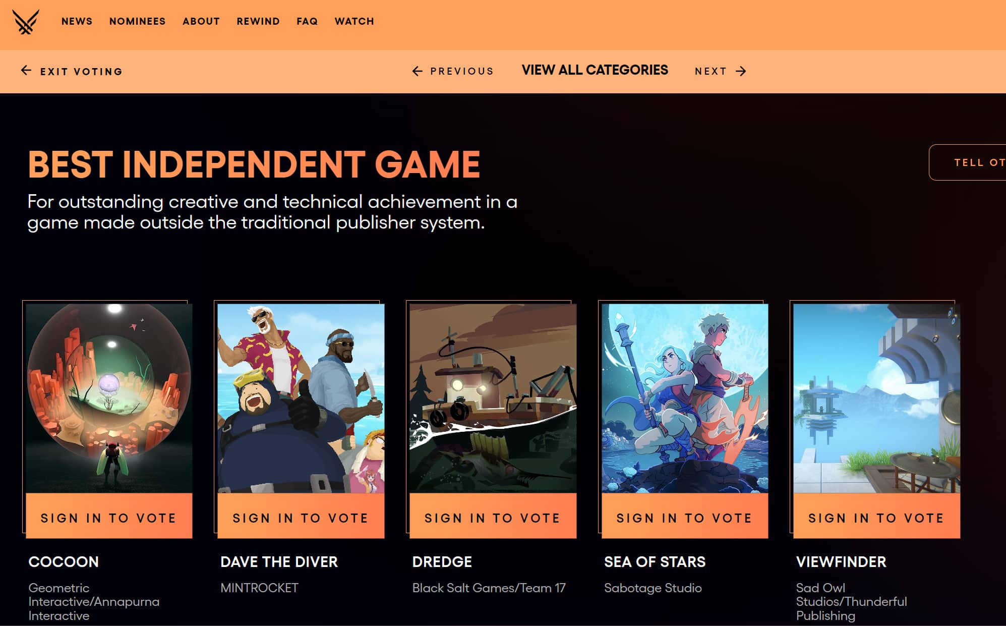 The Game Awards Indie Dave the Diver