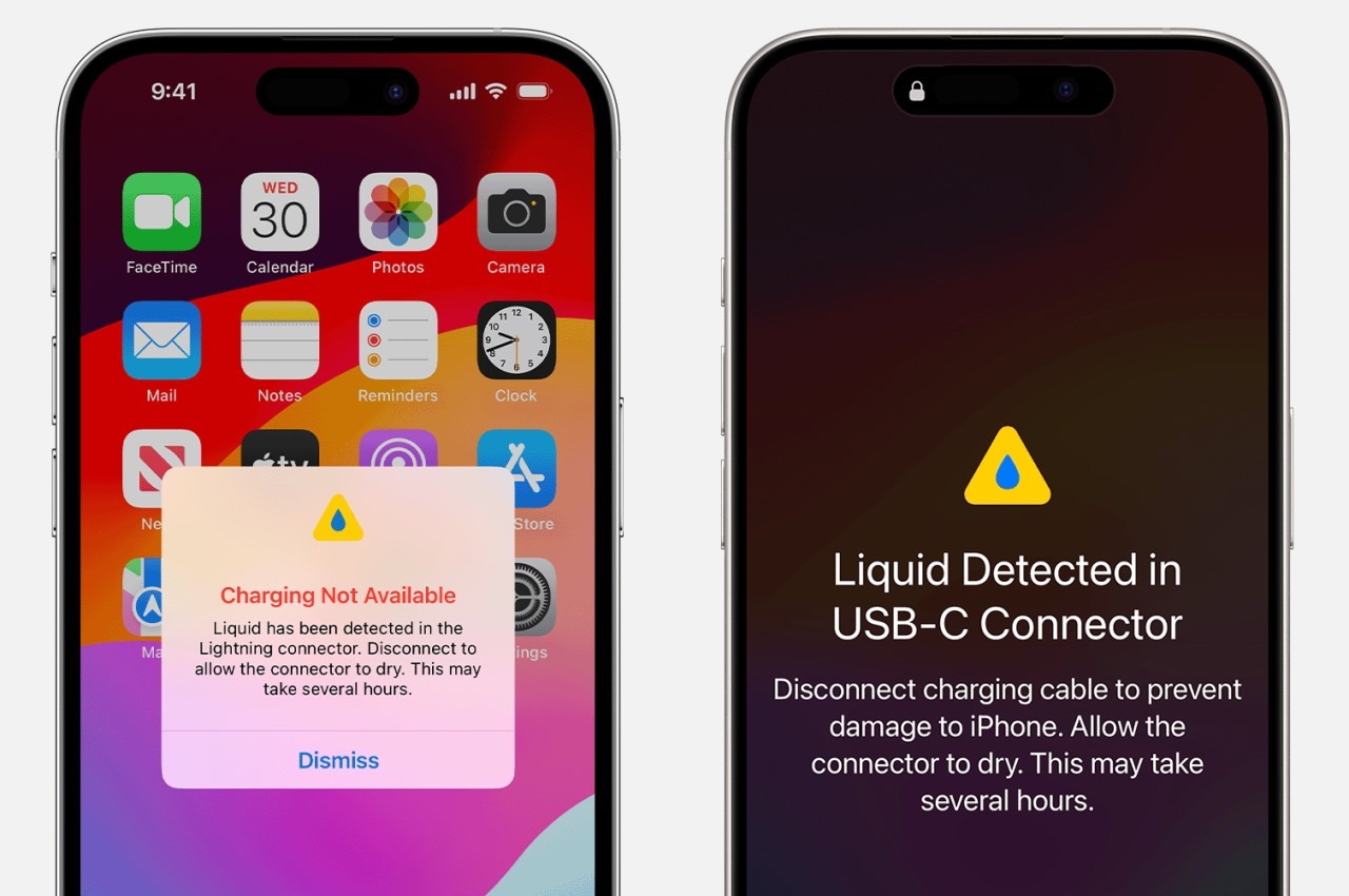Apple - iPhone com mensagem de umidade detectada