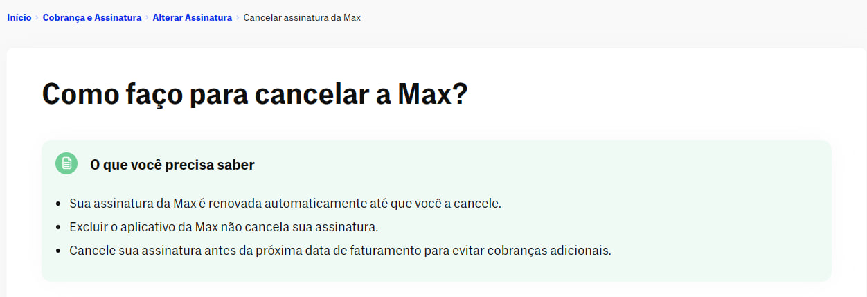 Max como cancelar o streaming