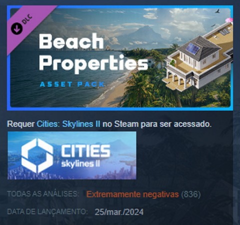 Cities Skylines 2 - DLC mal avaliado