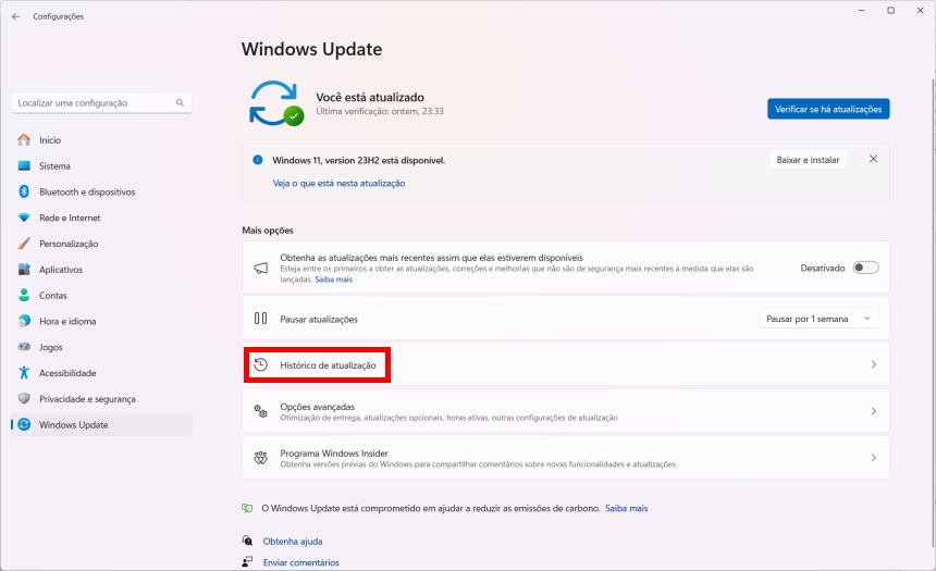 Como remover a atualização do Windows 11 - Passo 2