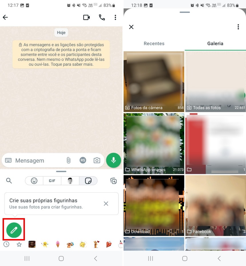 Como usar o criador de figurinhas do WhatsApp - Passo 2