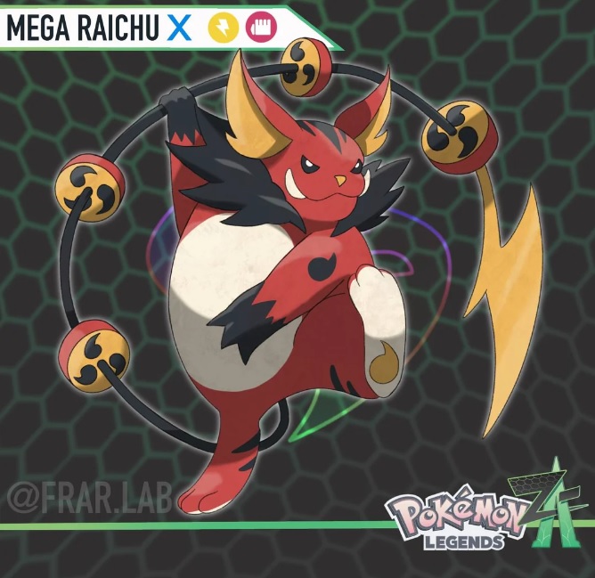 Mega Evolução do Raichu em Pokémon Legends Z-A arte de fã