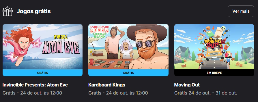 Epic Games Store - próximos jogos grátis