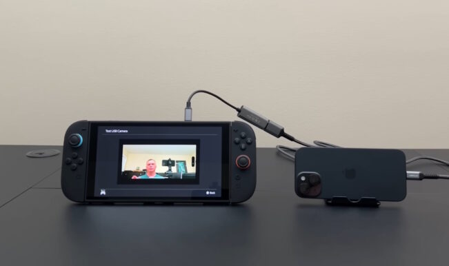 Switch 2 com celular de câmera