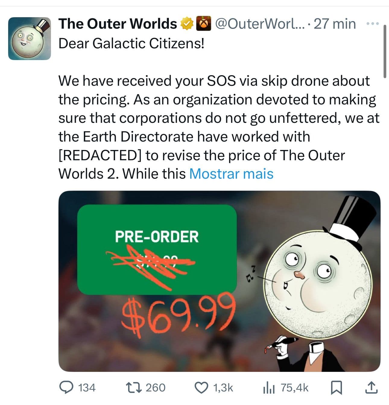 The Outer Worlds 2 preço