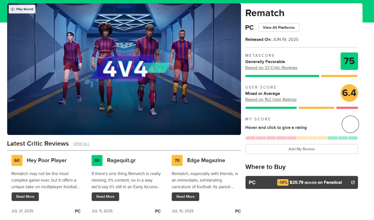 Rematch - Metacritic