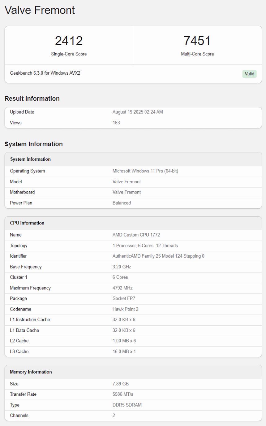 Steam Machine no Geekbench