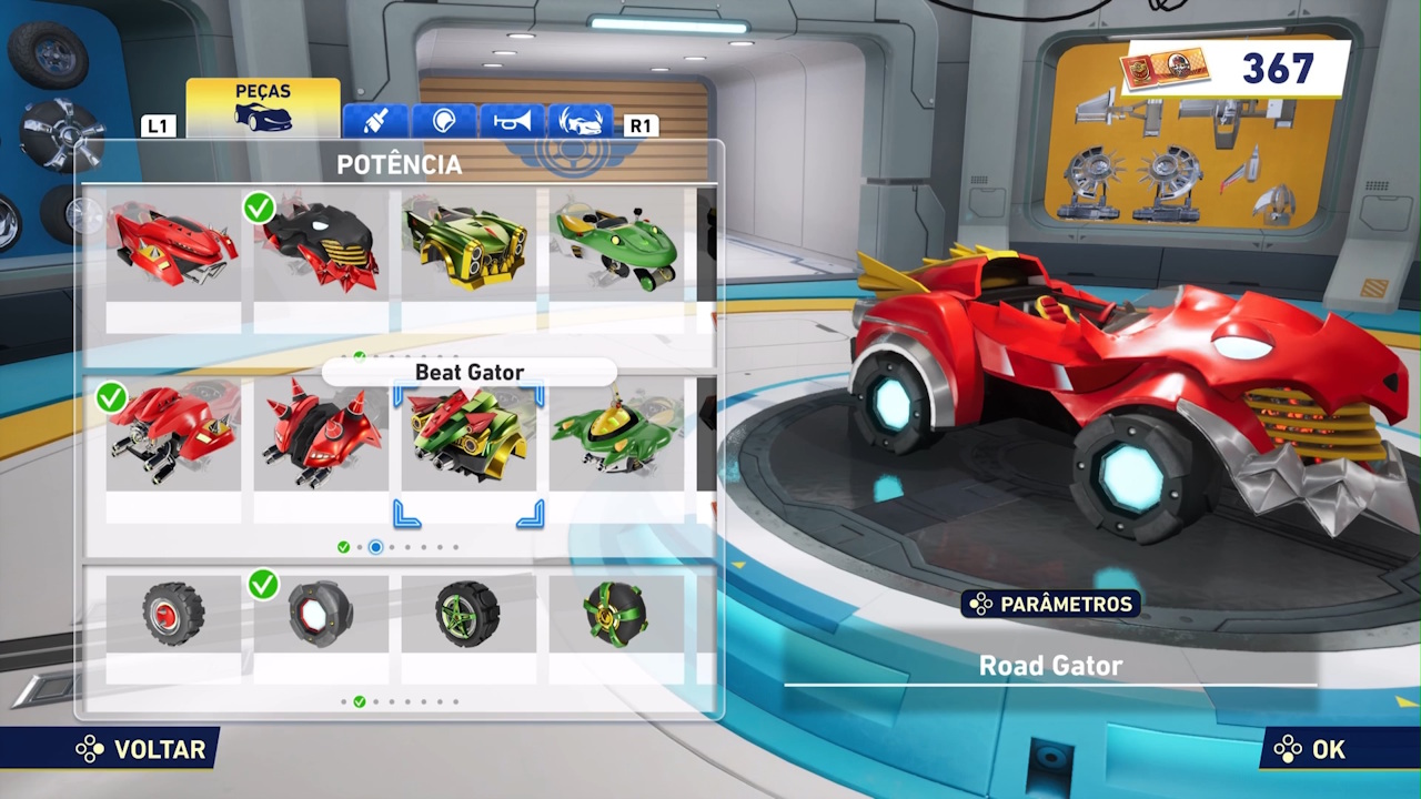 Sonic Racing CrossWorlds - personalização do carro