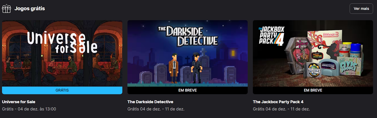 Epic Games Store - próximos jogos grátis