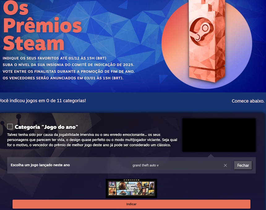 GTA 5 Enhanced em Os Prêmios Steam