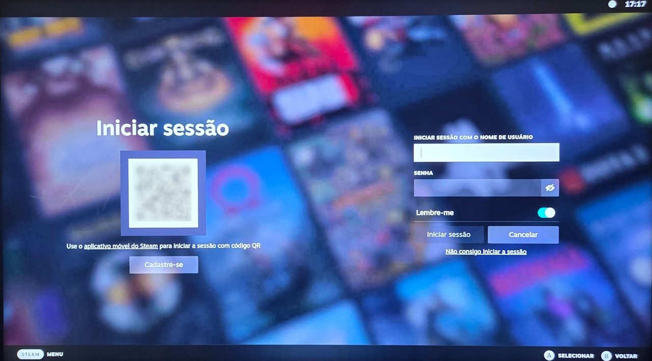 Como instalar o Bazzite - fazer login na Steam