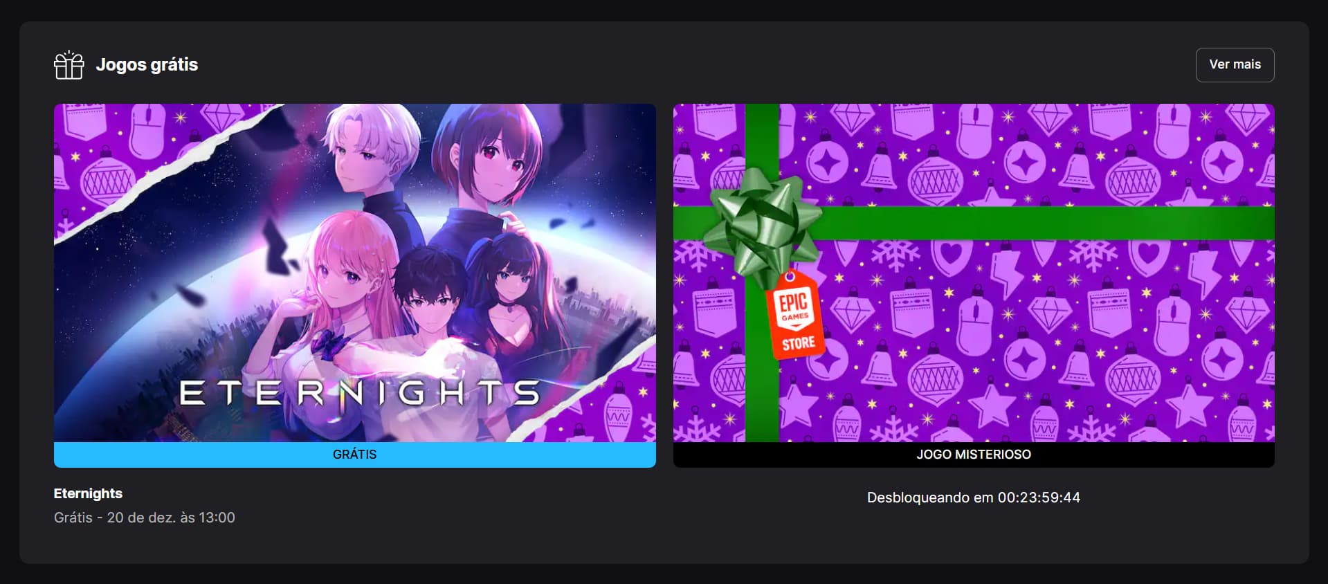 Jogo grátis fim de ano Epic Games