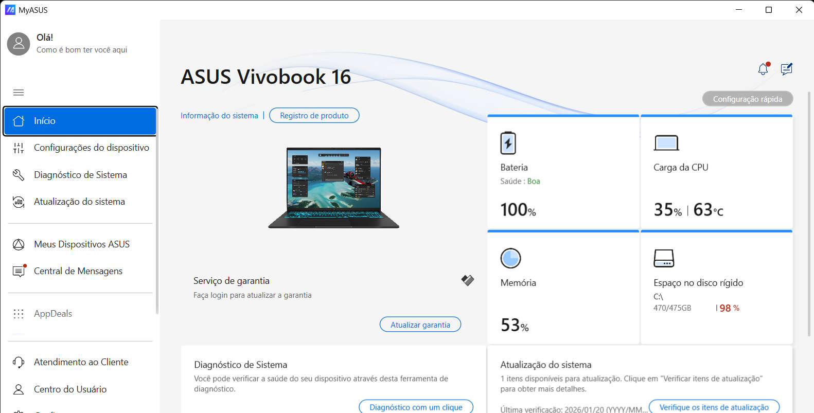 ASUS Gaming V16 - MyASUS