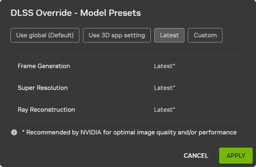 NVIDIA App - tela para deixar DLSS 4.5 ativado