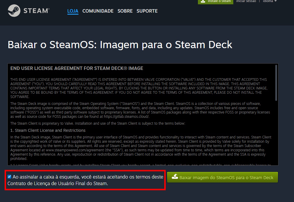 Como baixar o SteamOS no site da Steam