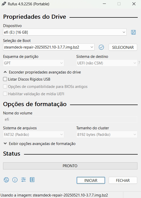 Como colocar SteamOS no pendrive com o Rufus