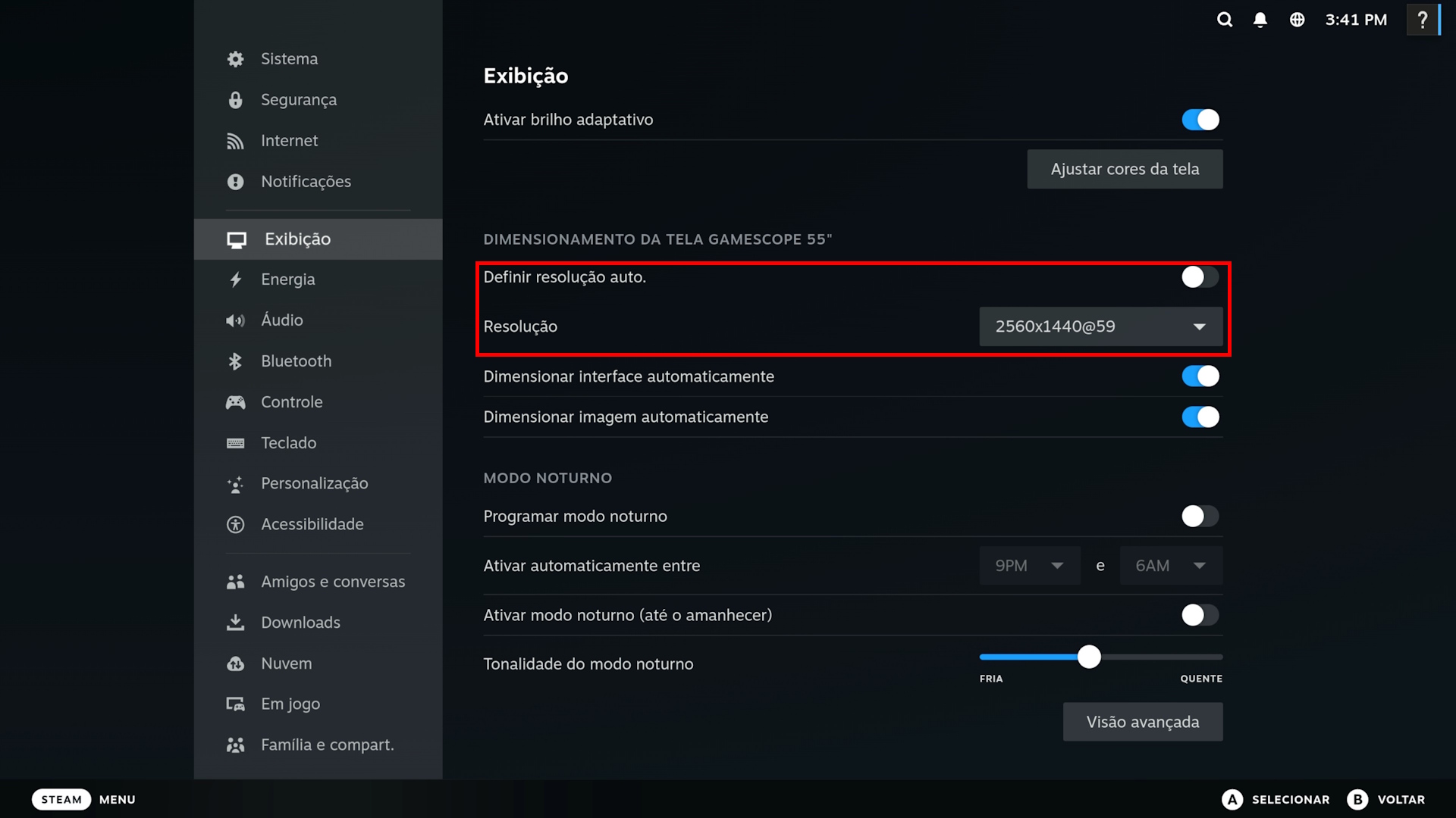 Como configurar a resolução do SteamOS
