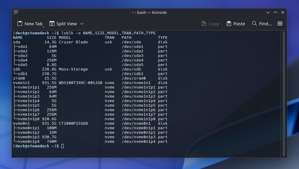 Como instalar o SteamOS em um SSD diferente - identificando o SSD