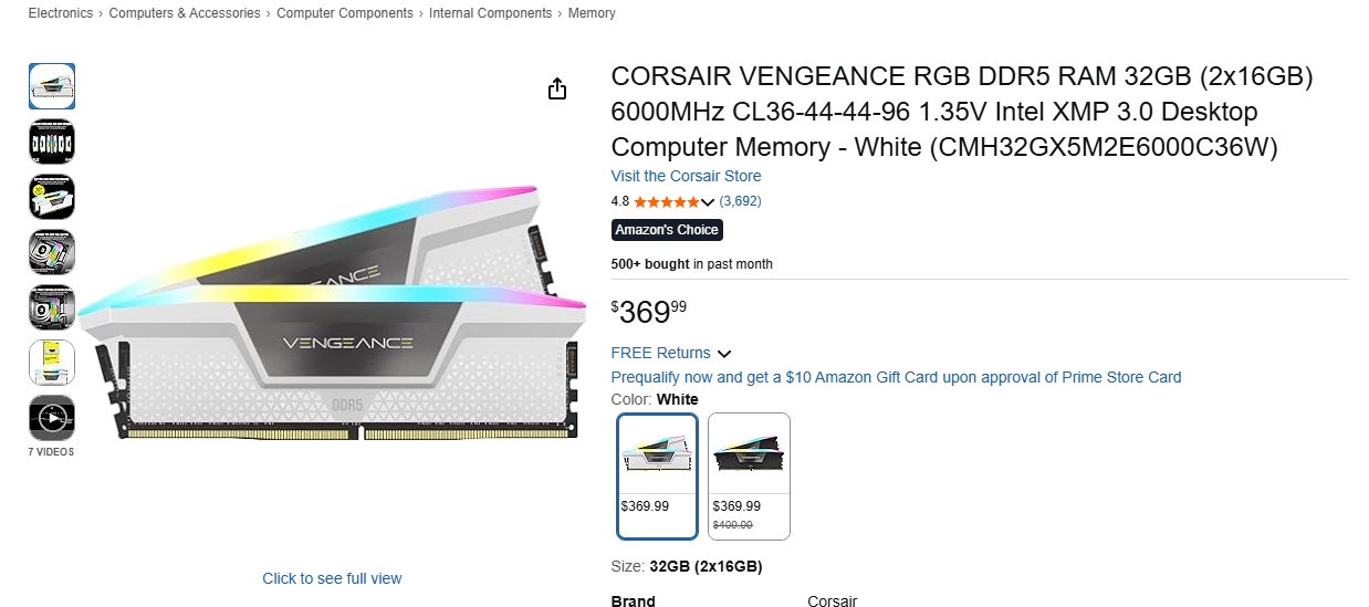 Memória RAM Memória RAM - preço na Amazon US