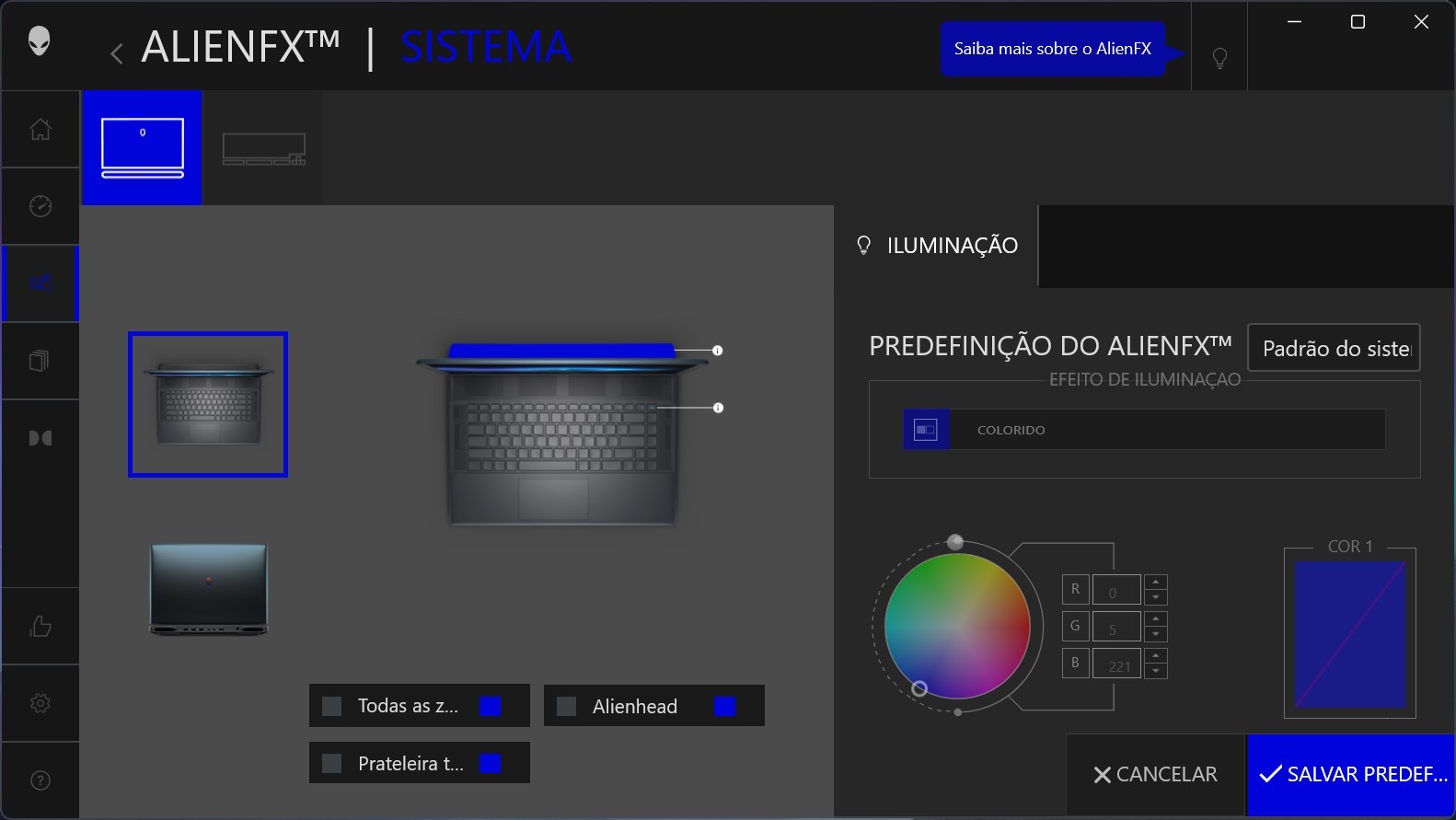 Alienware Area-51 Alienware Area-51 - Alienware Command Center - personalizar RGB