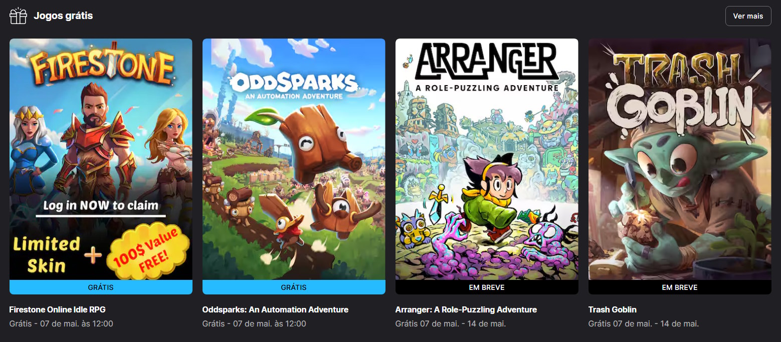 Epic Games Store - próximos jogos grátis