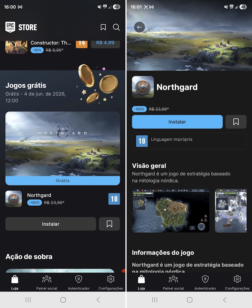 Epic Games Epic Games Store - Northgard de graça no celular