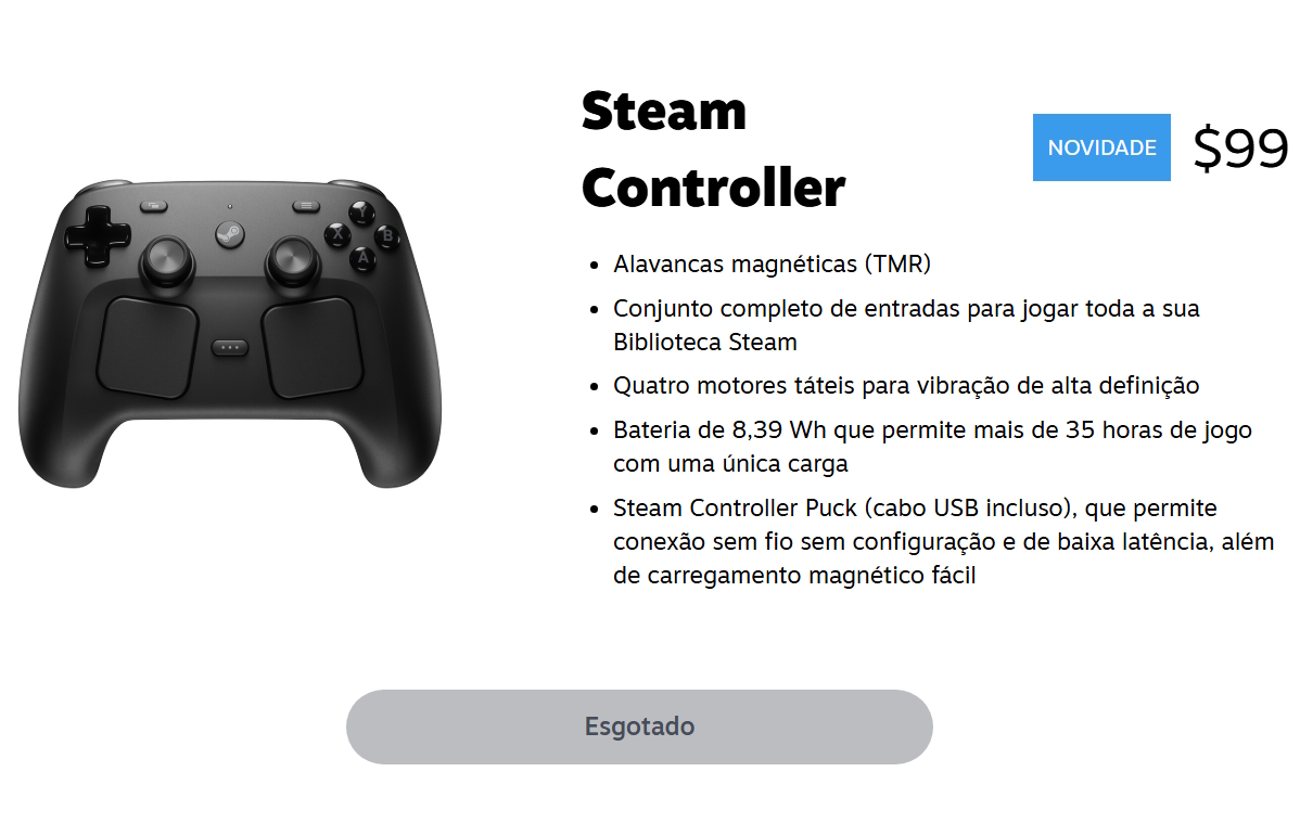 Steam Controller está esgotado