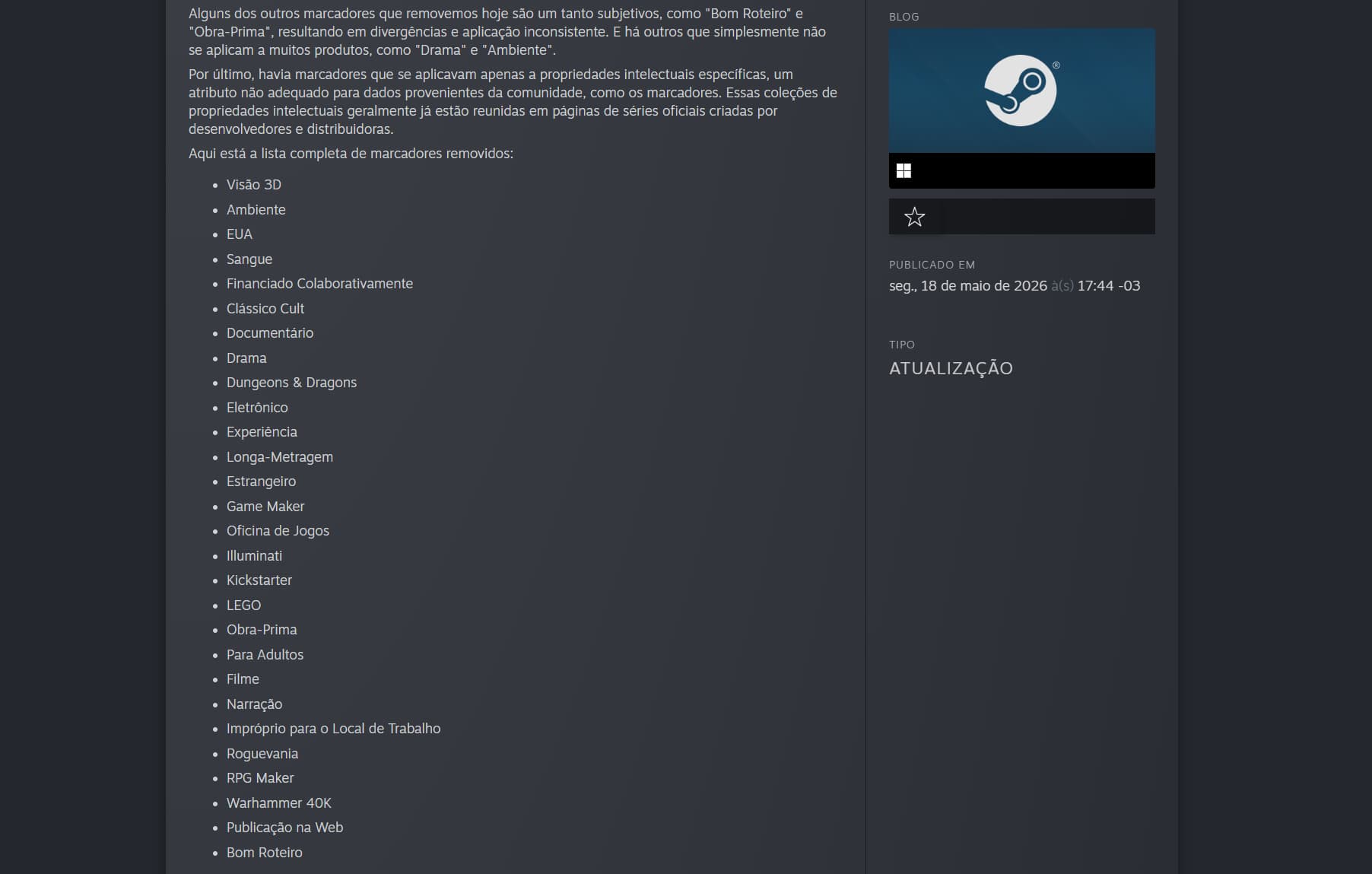 Steam tags
