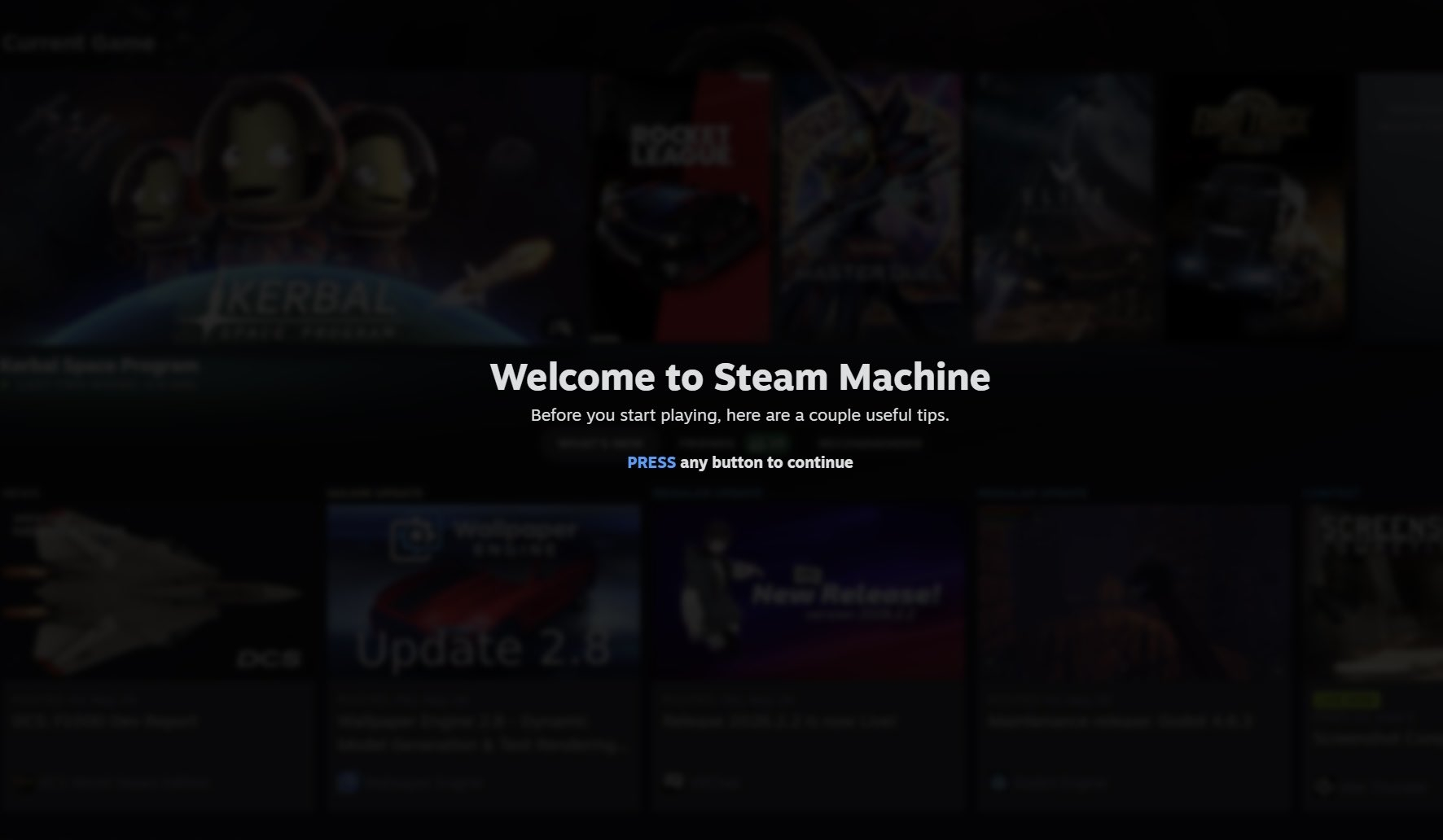 Steam Machine Steam Machine - tela de boas-vindas