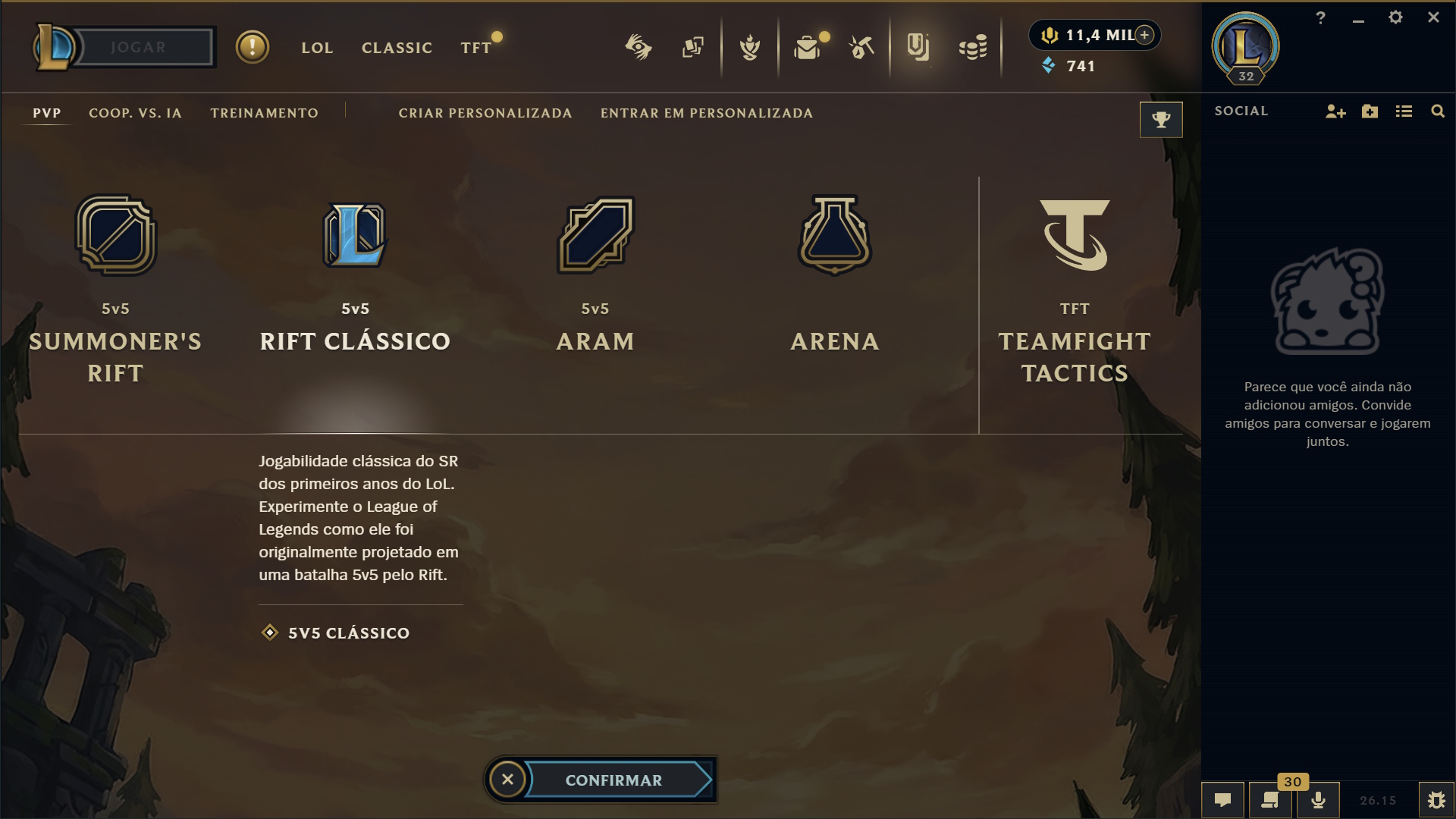 League Classic - como acessar o modo de jogo