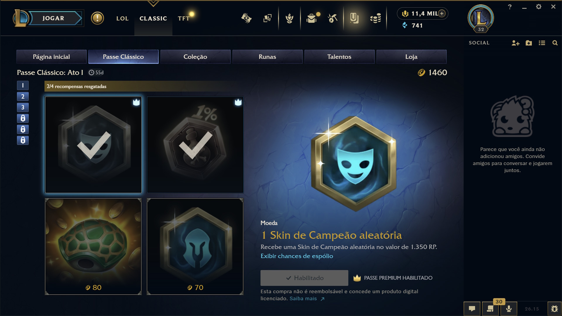 League Classic - seção no client