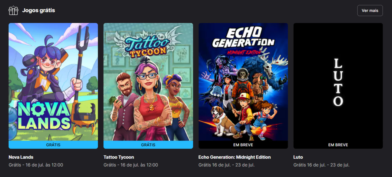 epic games Epic Games Store jogos grátis de 16 de julho 2026