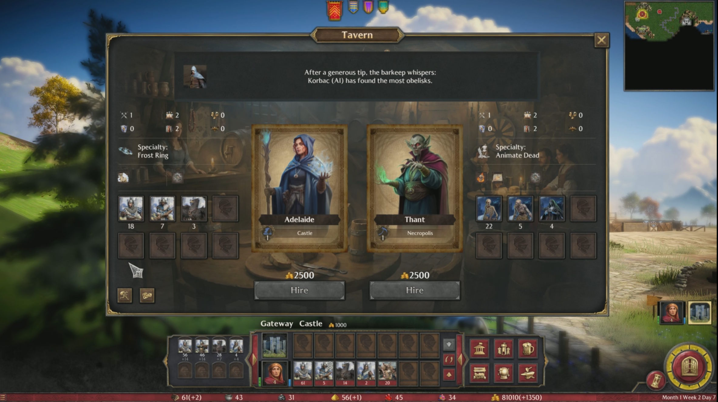 Heroes of Might and Magic 3 Remake - recrutamento de heróis