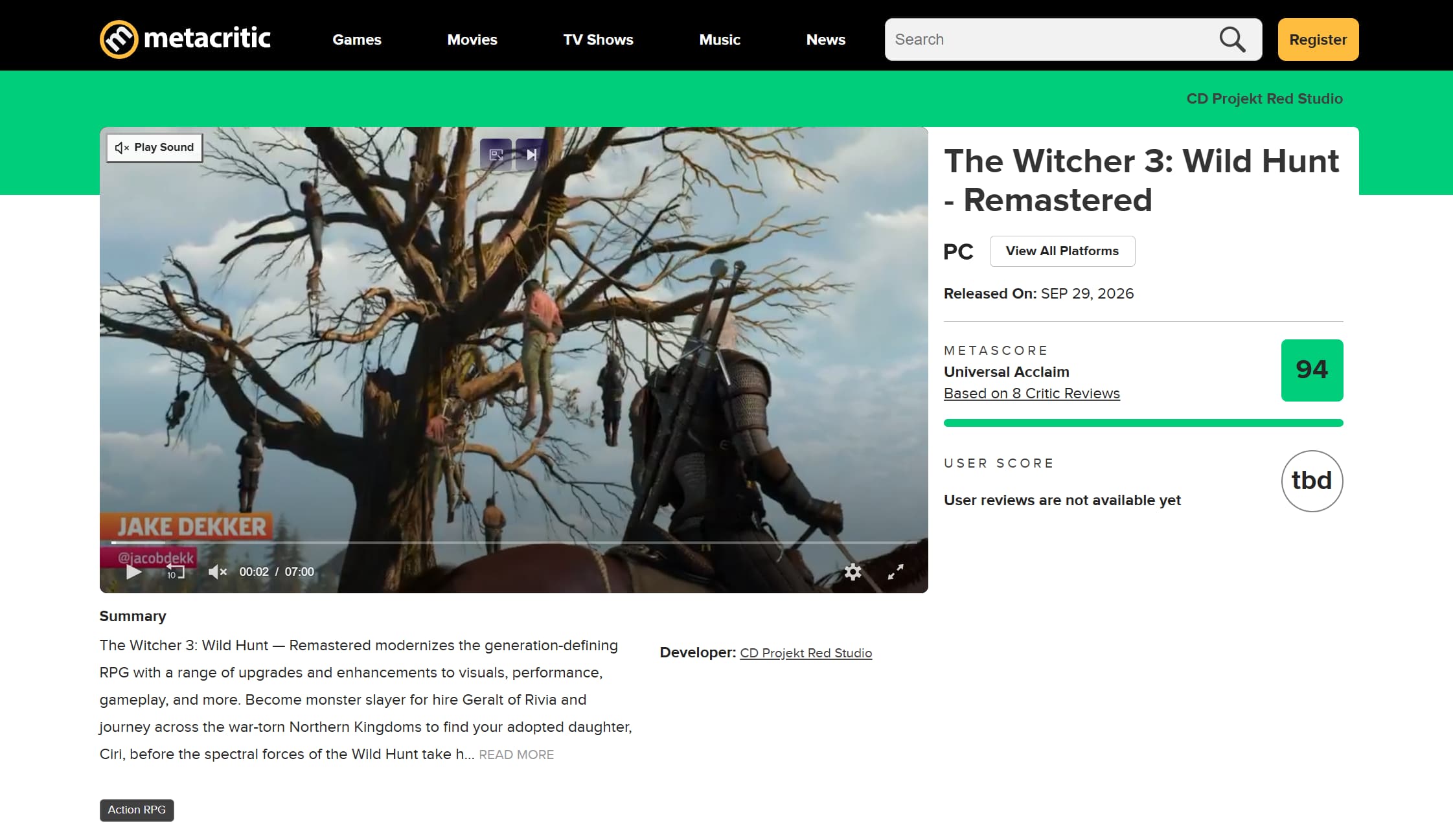 The Witcher 3 Remastered