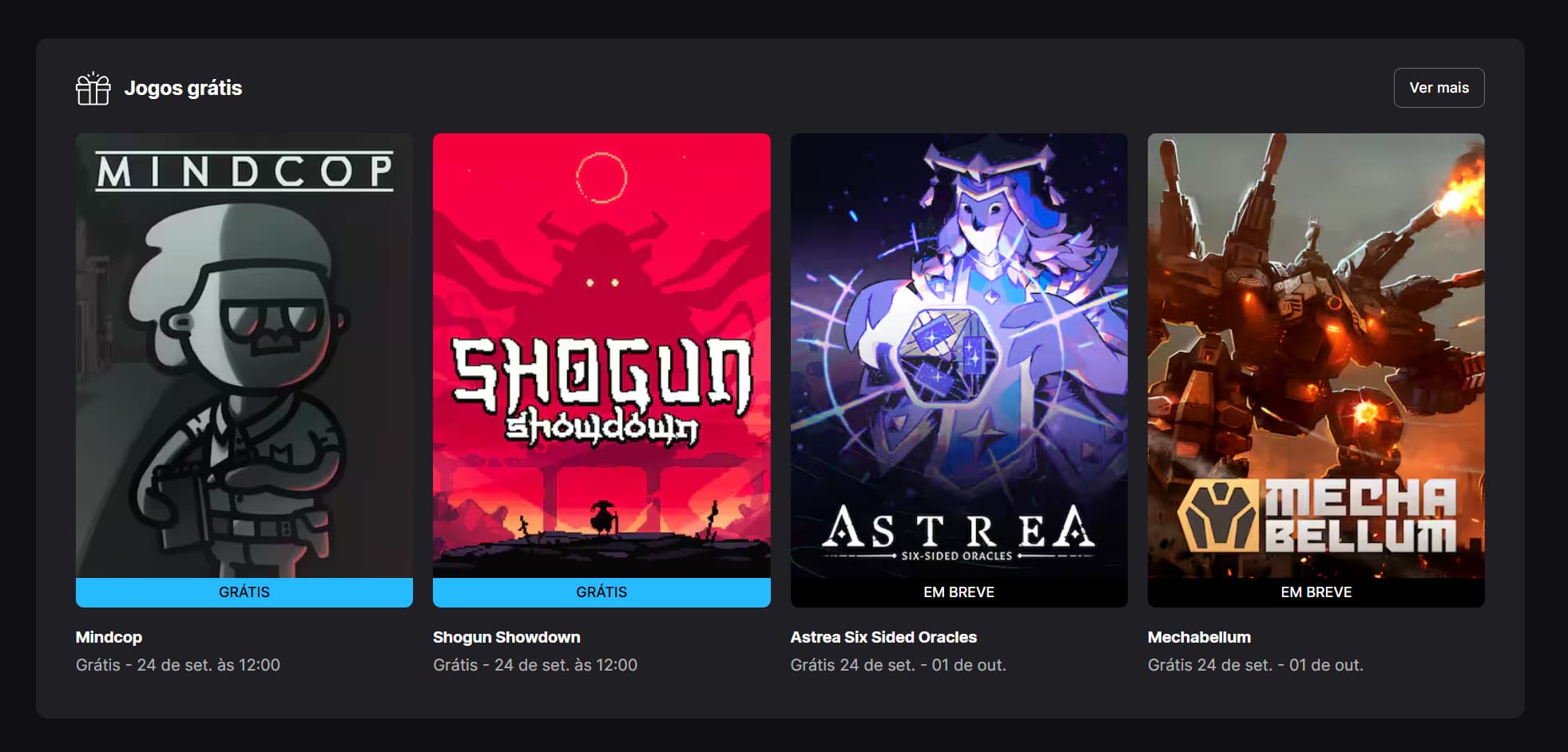 Jogos grátis Epic Games