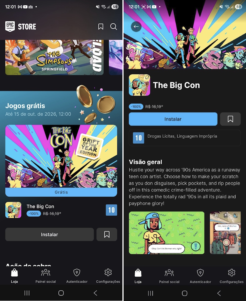 Epic Games Mobile - The Big Con jogo grátis